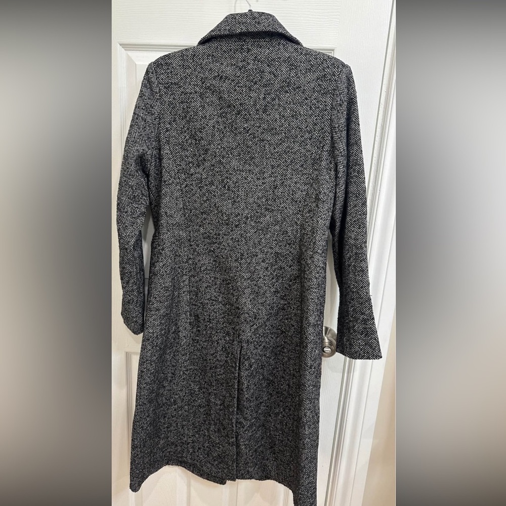 Avec Les Filles Black and White Herringbone Trench Coat